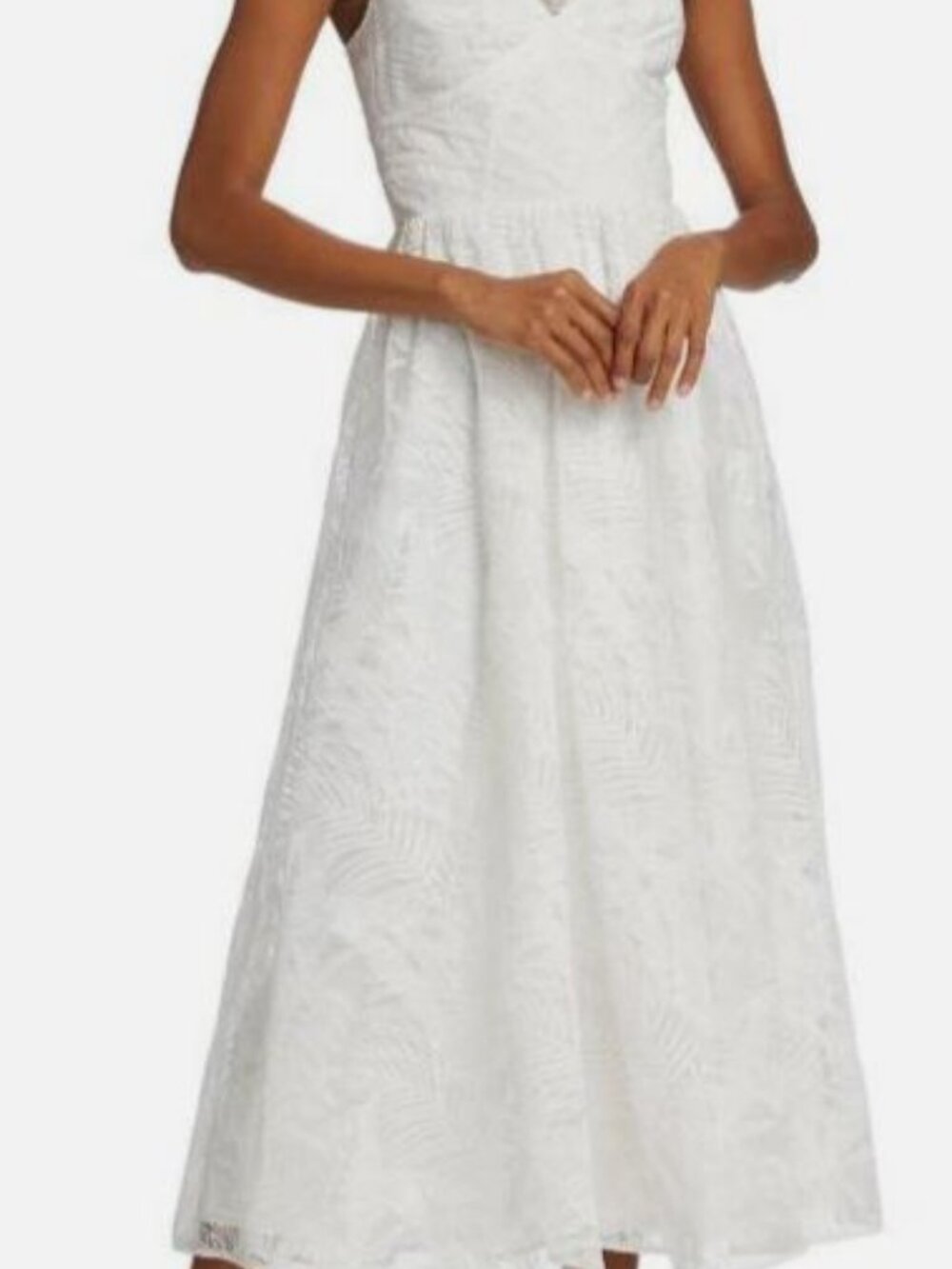 ML Monique Lhuillier Women's White Mylah Embroidered Fit & Flare MIDI-Dress 10